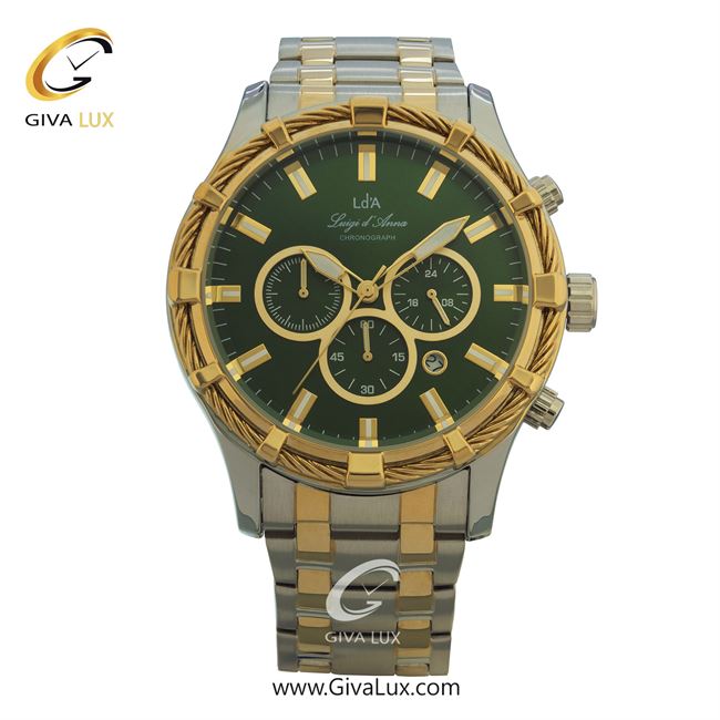 ساعت مچی اورجینال مردانه LdA سه موتوره کرنوگراف طلایی-نقره ای | نقره ای-طلایی| سبز| کد رفرنس 2415